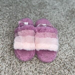 Elle Girl Fluffy Pink and Purple Slippers size M